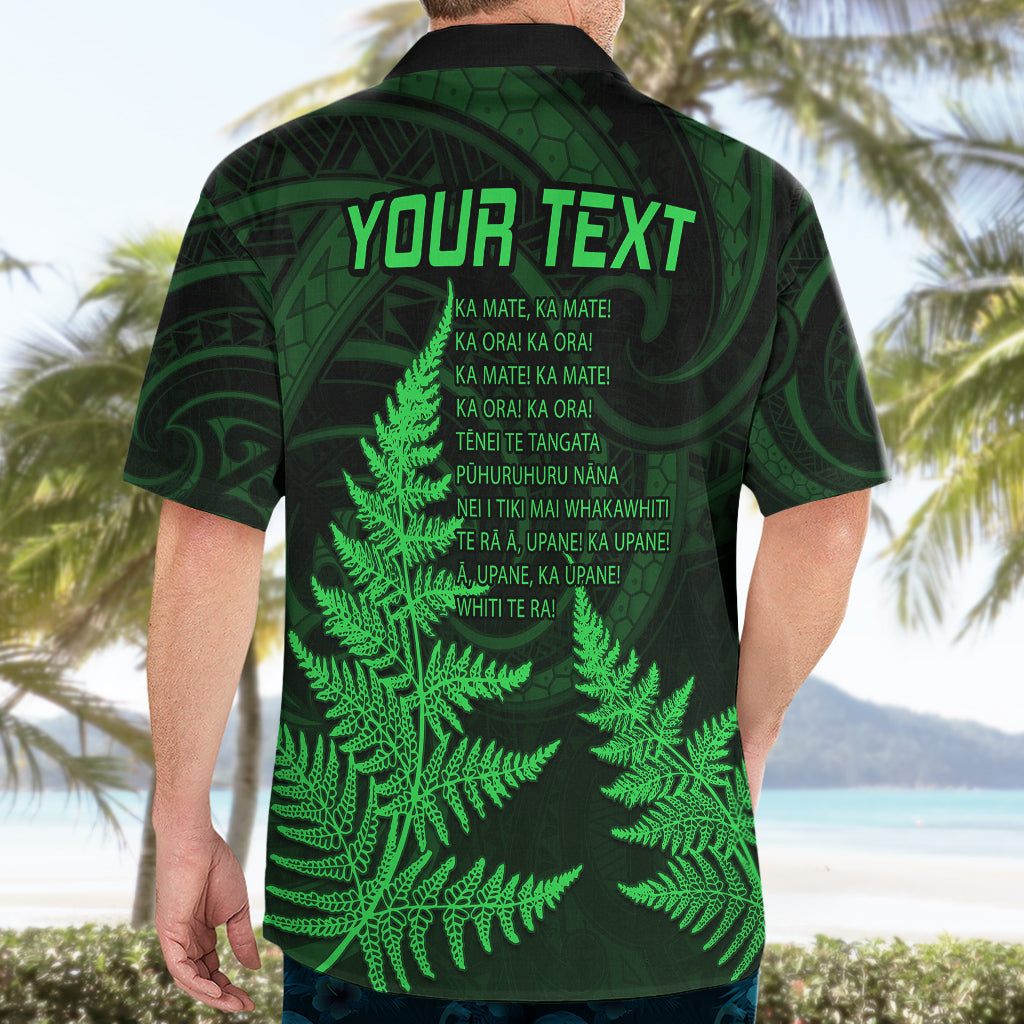 Personalised New Zealand Rugby Hawaiian Shirt Aotearoa Ka Mate Haka All Black Mix Ta Moko Green Style - Wonder Print Shop
