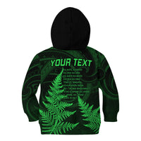 Personalised New Zealand Rugby Kid Hoodie Aotearoa Ka Mate Haka All Black Mix Ta Moko Green Style - Wonder Print Shop