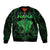 Personalised New Zealand Rugby Sleeve Zip Bomber Jacket Aotearoa Ka Mate Haka All Black Mix Ta Moko Green Style - Wonder Print Shop