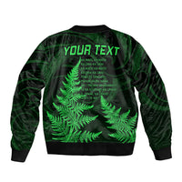 Personalised New Zealand Rugby Sleeve Zip Bomber Jacket Aotearoa Ka Mate Haka All Black Mix Ta Moko Green Style - Wonder Print Shop