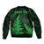 Personalised New Zealand Rugby Sleeve Zip Bomber Jacket Aotearoa Ka Mate Haka All Black Mix Ta Moko Green Style - Wonder Print Shop