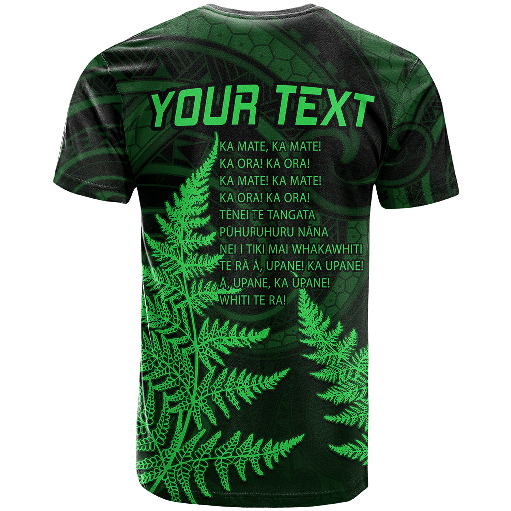 Personalised New Zealand Rugby T Shirt Aotearoa Ka Mate Haka All Black Mix Ta Moko Green Style - Wonder Print Shop