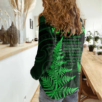 Personalised New Zealand Rugby Women Casual Shirt Aotearoa Ka Mate Haka All Black Mix Ta Moko Green Style - Wonder Print Shop