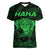 Personalised New Zealand Rugby Women V Neck T Shirt Aotearoa Ka Mate Haka All Black Mix Ta Moko Green Style - Wonder Print Shop