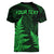 Personalised New Zealand Rugby Women V Neck T Shirt Aotearoa Ka Mate Haka All Black Mix Ta Moko Green Style - Wonder Print Shop
