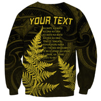 Personalised New Zealand Rugby Sweatshirt Aotearoa Ka Mate Haka All Black Mix Ta Moko Gold Style - Wonder Print Shop