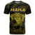 Personalised New Zealand Rugby T Shirt Aotearoa Ka Mate Haka All Black Mix Ta Moko Gold Style - Wonder Print Shop