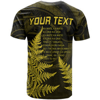 Personalised New Zealand Rugby T Shirt Aotearoa Ka Mate Haka All Black Mix Ta Moko Gold Style - Wonder Print Shop