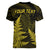 Personalised New Zealand Rugby Women V Neck T Shirt Aotearoa Ka Mate Haka All Black Mix Ta Moko Gold Style - Wonder Print Shop