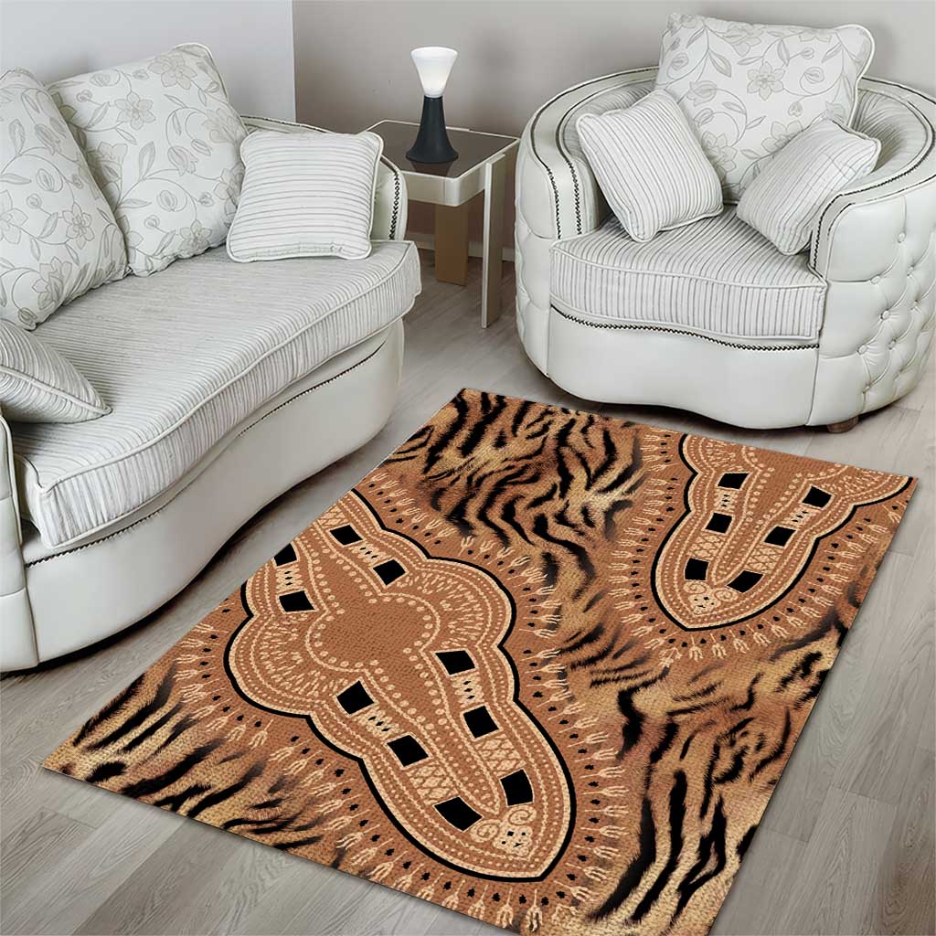 Africa Tiger Mix Dashiki Tribal Pattern Area Rug LT9 - Wonder Print Shop
