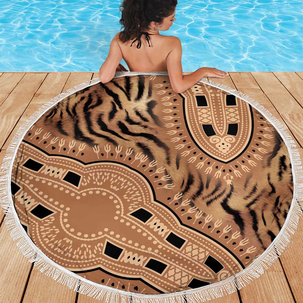 Africa Tiger Mix Dashiki Tribal Pattern Beach Blanket LT9 - Wonder Print Shop