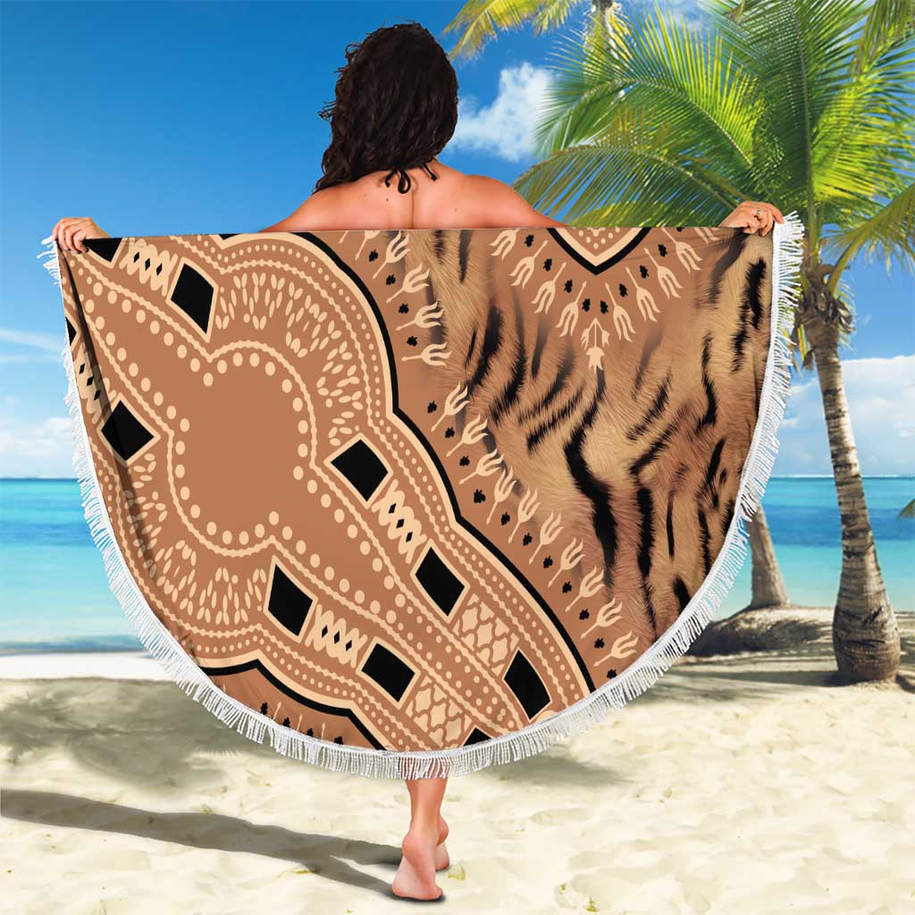 Africa Tiger Mix Dashiki Tribal Pattern Beach Blanket LT9 - Wonder Print Shop