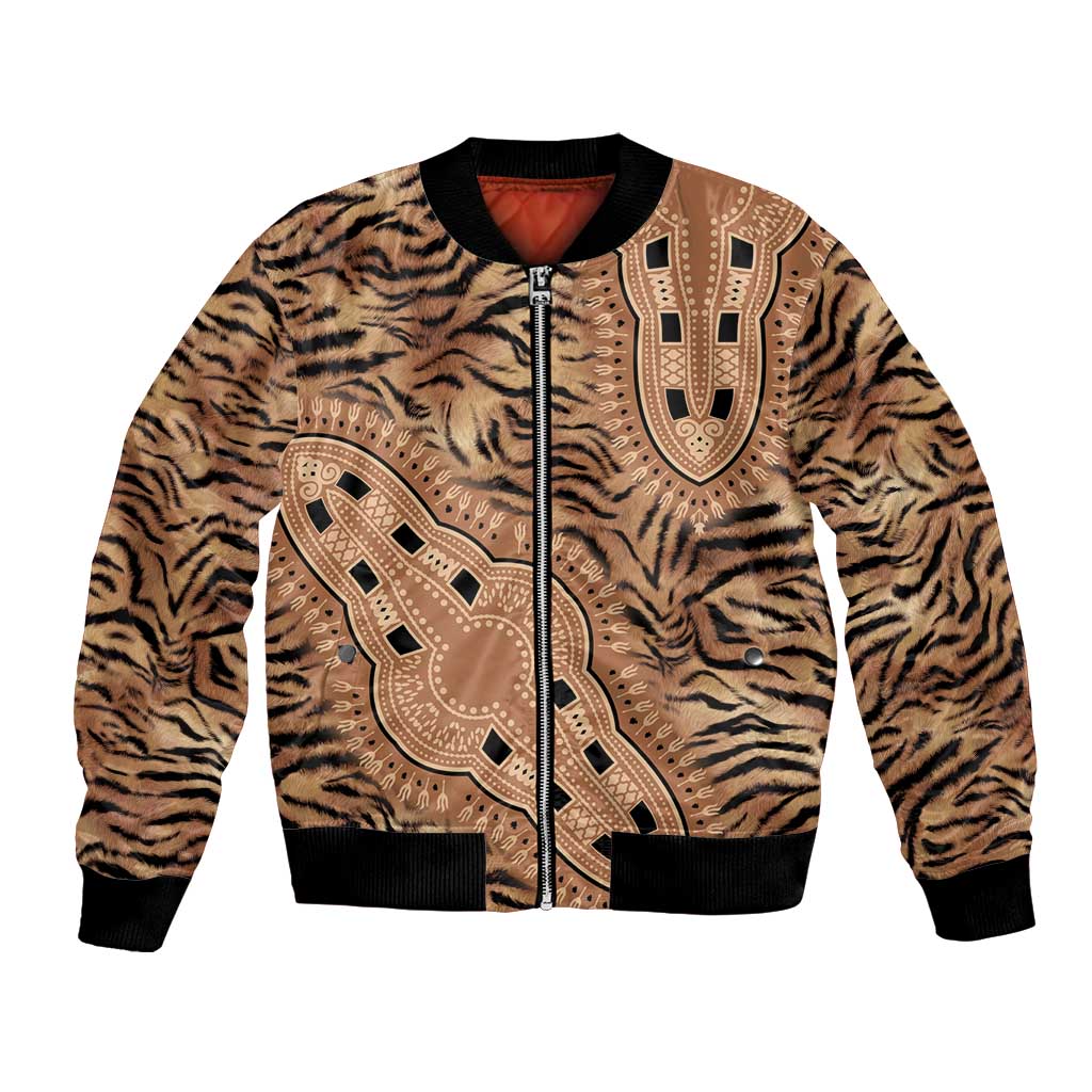 Africa Tiger Mix Dashiki Tribal Pattern Bomber Jacket LT9 - Wonder Print Shop