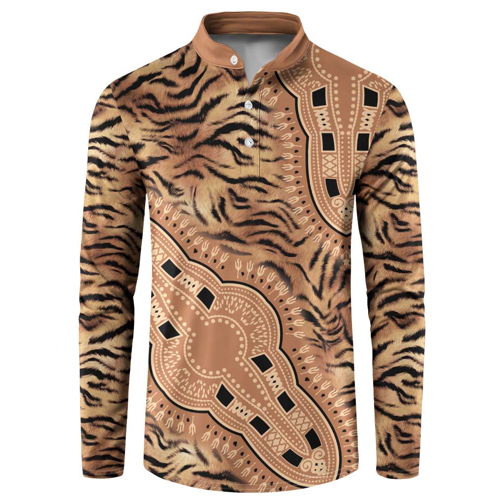 Africa Tiger Mix Dashiki Tribal Pattern Button Sweatshirt LT9 - Wonder Print Shop