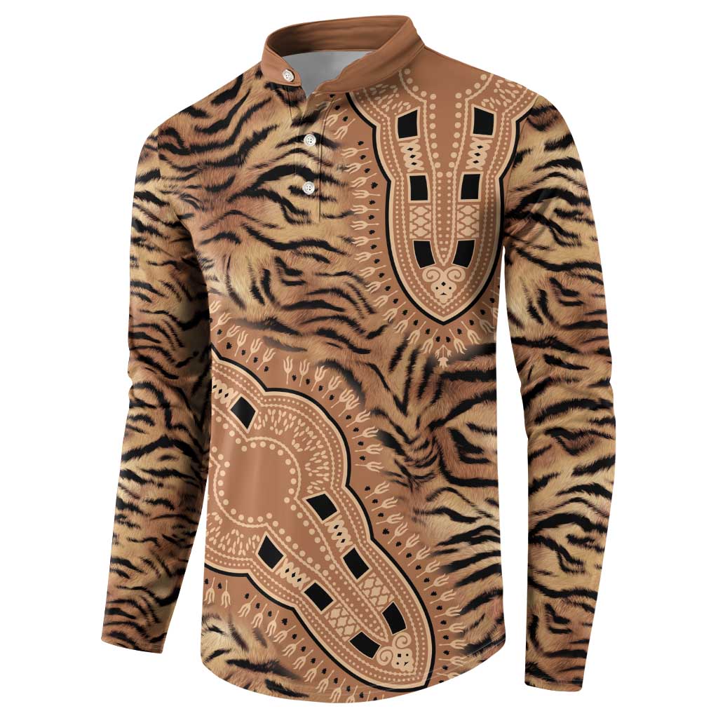 Africa Tiger Mix Dashiki Tribal Pattern Button Sweatshirt LT9 - Wonder Print Shop