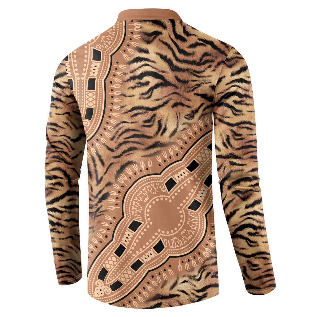 Africa Tiger Mix Dashiki Tribal Pattern Button Sweatshirt LT9 - Wonder Print Shop