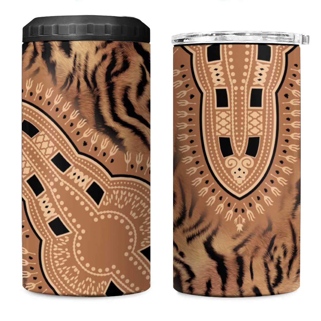 Africa Tiger Mix Dashiki Tribal Pattern 4 in 1 Can Cooler Tumbler LT9 - Wonder Print Shop