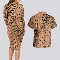 Africa Tiger Mix Dashiki Tribal Pattern Couples Matching Long Sleeve Bodycon Dress and Hawaiian Shirt LT9 - Wonder Print Shop