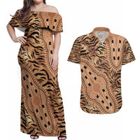 Africa Tiger Mix Dashiki Tribal Pattern Couples Matching Off Shoulder Maxi Dress and Hawaiian Shirt LT9 - Wonder Print Shop