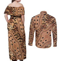 Africa Tiger Mix Dashiki Tribal Pattern Couples Matching Off Shoulder Maxi Dress and Long Sleeve Button Shirt LT9 - Wonder Print Shop