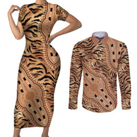Africa Tiger Mix Dashiki Tribal Pattern Couples Matching Short Sleeve Bodycon Dress and Long Sleeve Button Shirt LT9 - Wonder Print Shop