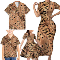 Africa Tiger Mix Dashiki Tribal Pattern Family Matching Short Sleeve Bodycon Dress and Hawaiian Shirt - Wonder Print Shop