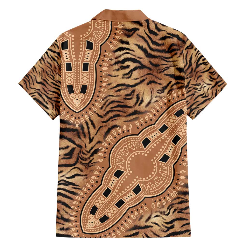 Africa Tiger Mix Dashiki Tribal Pattern Family Matching Short Sleeve Bodycon Dress and Hawaiian Shirt - Wonder Print Shop