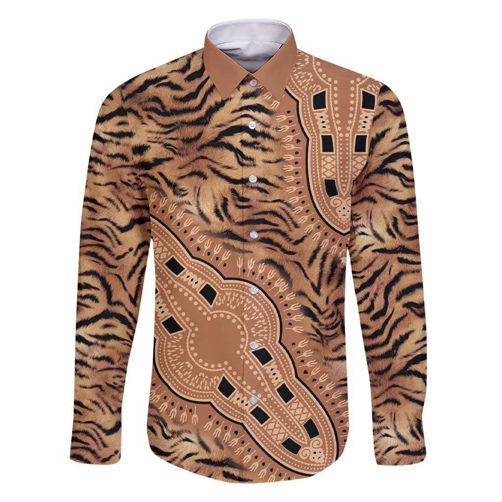 Africa Tiger Mix Dashiki Tribal Pattern Family Matching Short Sleeve Bodycon Dress and Hawaiian Shirt - Wonder Print Shop