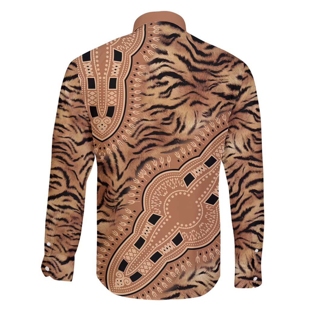 Africa Tiger Mix Dashiki Tribal Pattern Family Matching Short Sleeve Bodycon Dress and Hawaiian Shirt - Wonder Print Shop