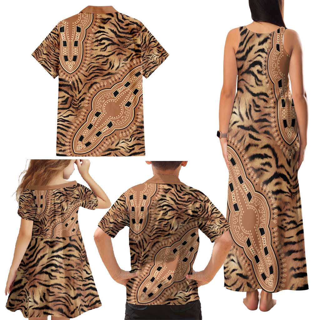Africa Tiger Mix Dashiki Tribal Pattern Family Matching Tank Maxi Dress and Hawaiian Shirt - Wonder Print Shop