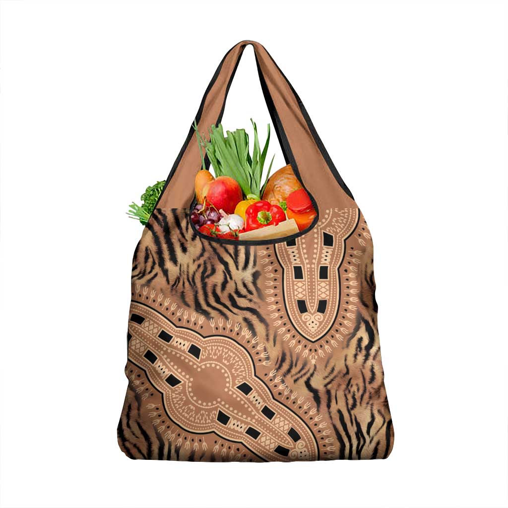 Africa Tiger Mix Dashiki Tribal Pattern Grocery Bag