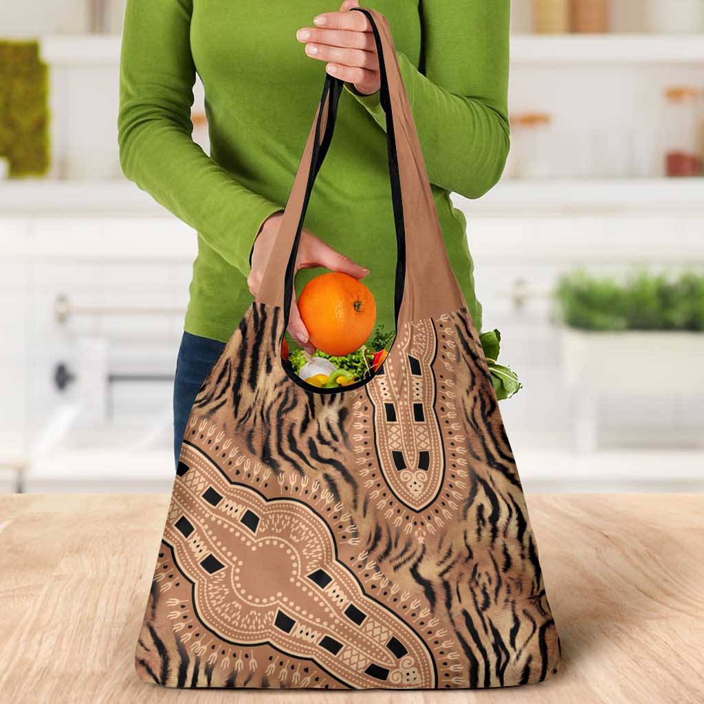 Africa Tiger Mix Dashiki Tribal Pattern Grocery Bag