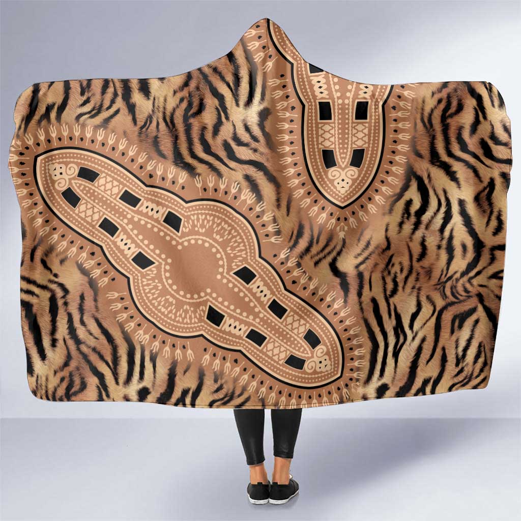 Africa Tiger Mix Dashiki Tribal Pattern Hooded Blanket