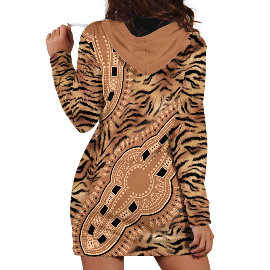 Africa Tiger Mix Dashiki Tribal Pattern Hoodie Dress - Wonder Print Shop