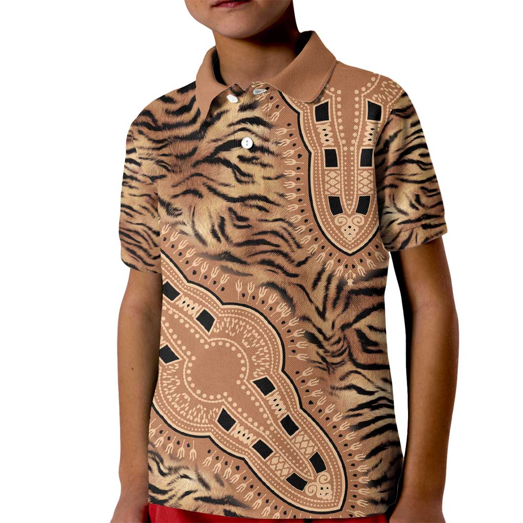 Africa Tiger Mix Dashiki Tribal Pattern Kid Polo Shirt - Wonder Print Shop