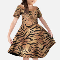 Africa Tiger Mix Dashiki Tribal Pattern Kid Short Sleeve Dress - Wonder Print Shop