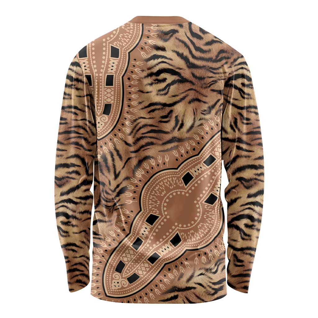 Africa Tiger Mix Dashiki Tribal Pattern Long Sleeve Shirt - Wonder Print Shop