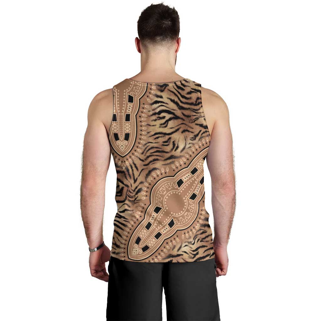 Africa Tiger Mix Dashiki Tribal Pattern Men Tank Top - Wonder Print Shop