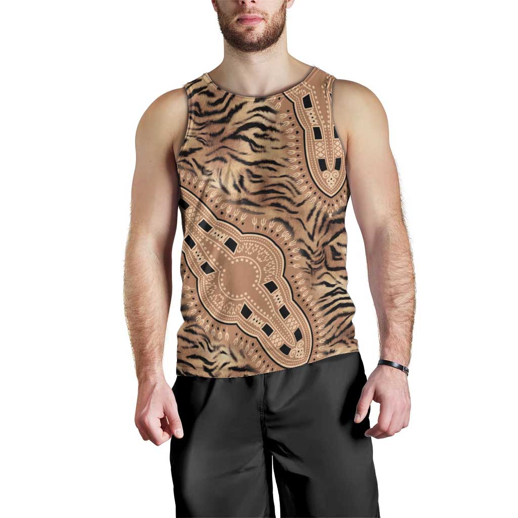 Africa Tiger Mix Dashiki Tribal Pattern Men Tank Top - Wonder Print Shop
