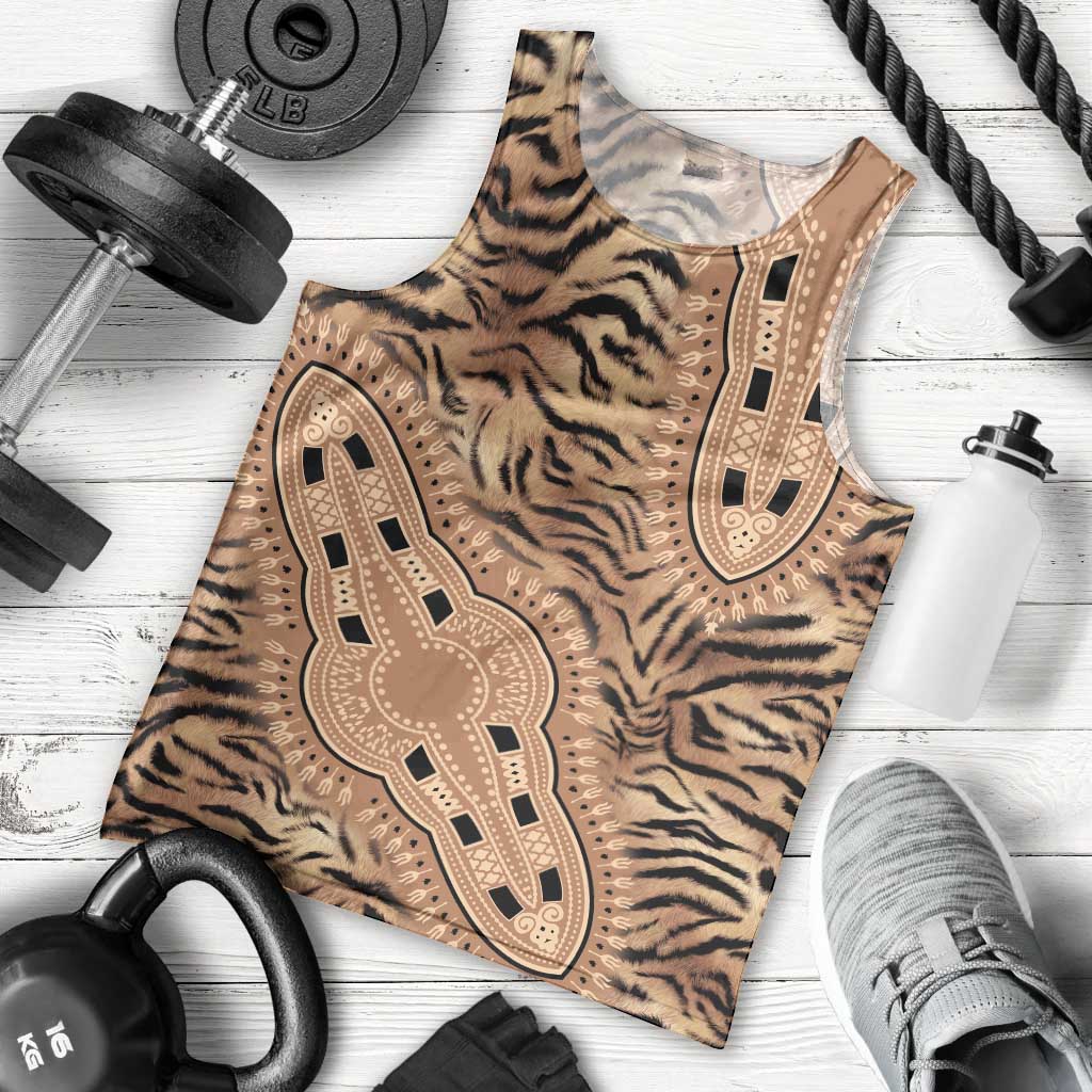 Africa Tiger Mix Dashiki Tribal Pattern Men Tank Top - Wonder Print Shop