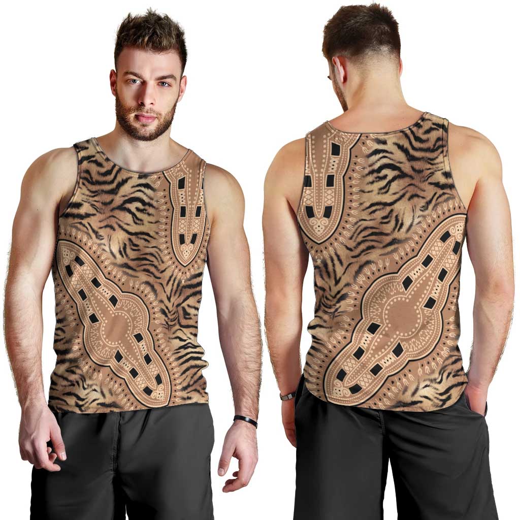 Africa Tiger Mix Dashiki Tribal Pattern Men Tank Top - Wonder Print Shop
