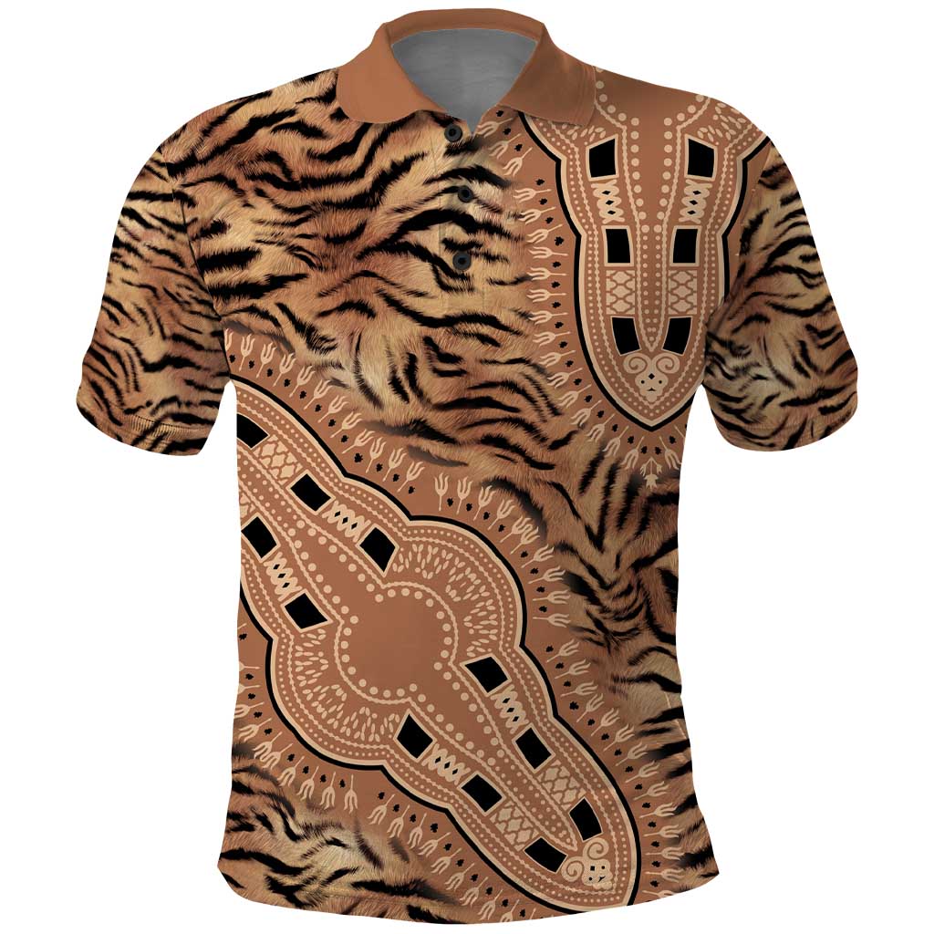 Africa Tiger Mix Dashiki Tribal Pattern Polo Shirt - Wonder Print Shop