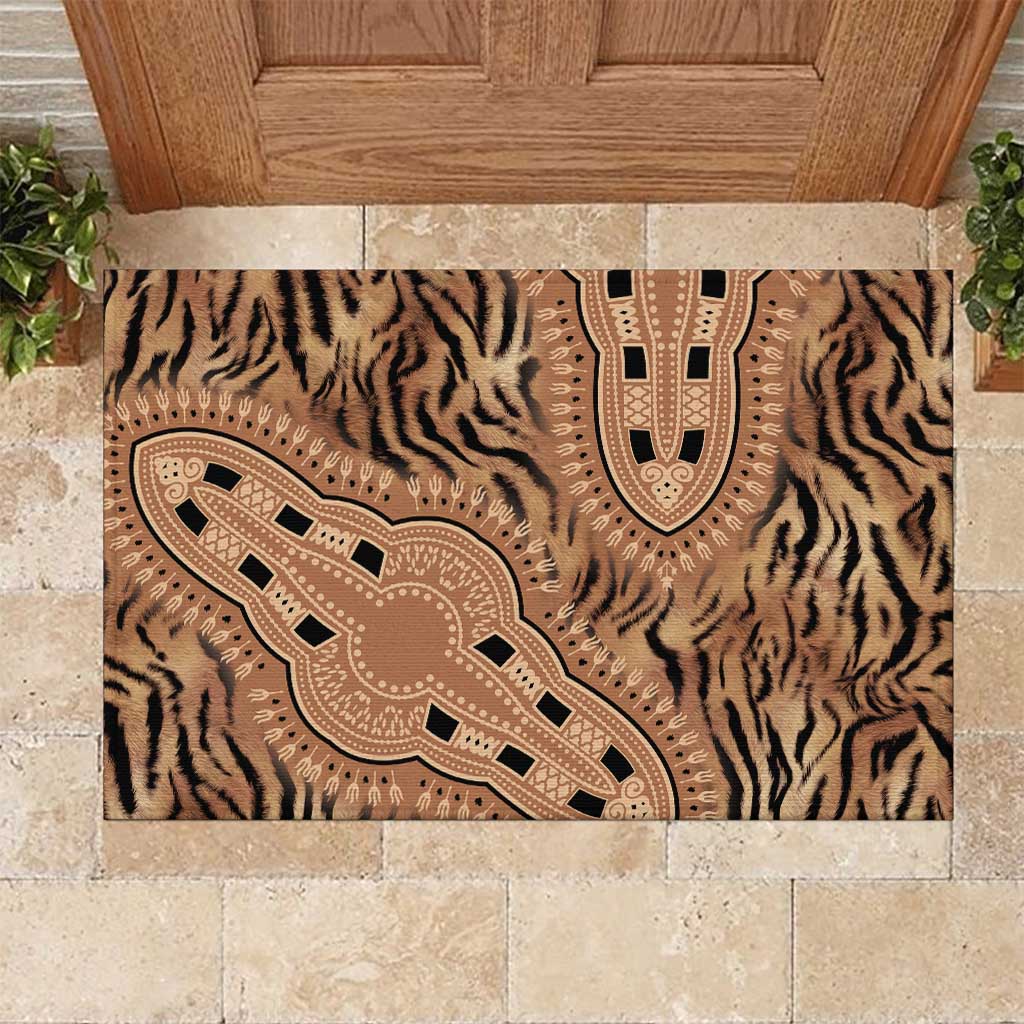 Africa Tiger Mix Dashiki Tribal Pattern Rubber Doormat - Wonder Print Shop