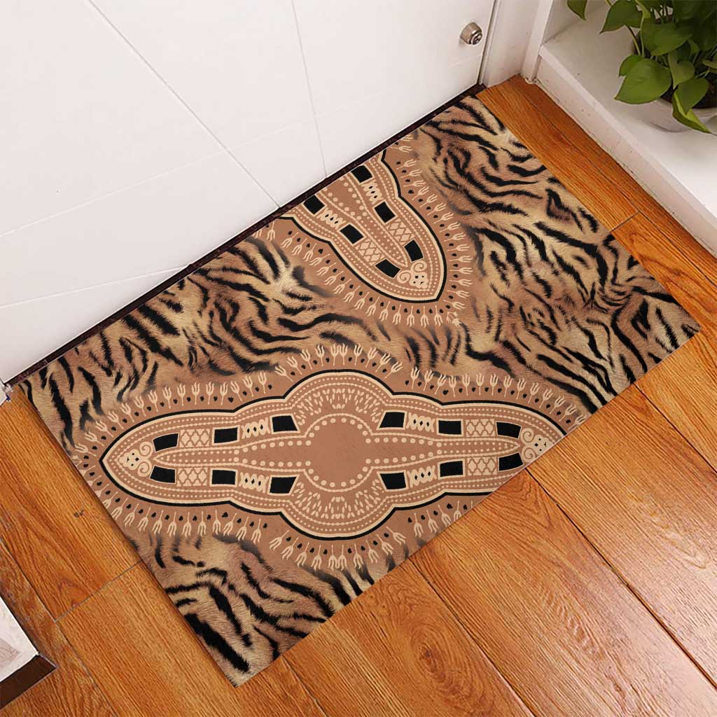 Africa Tiger Mix Dashiki Tribal Pattern Rubber Doormat - Wonder Print Shop