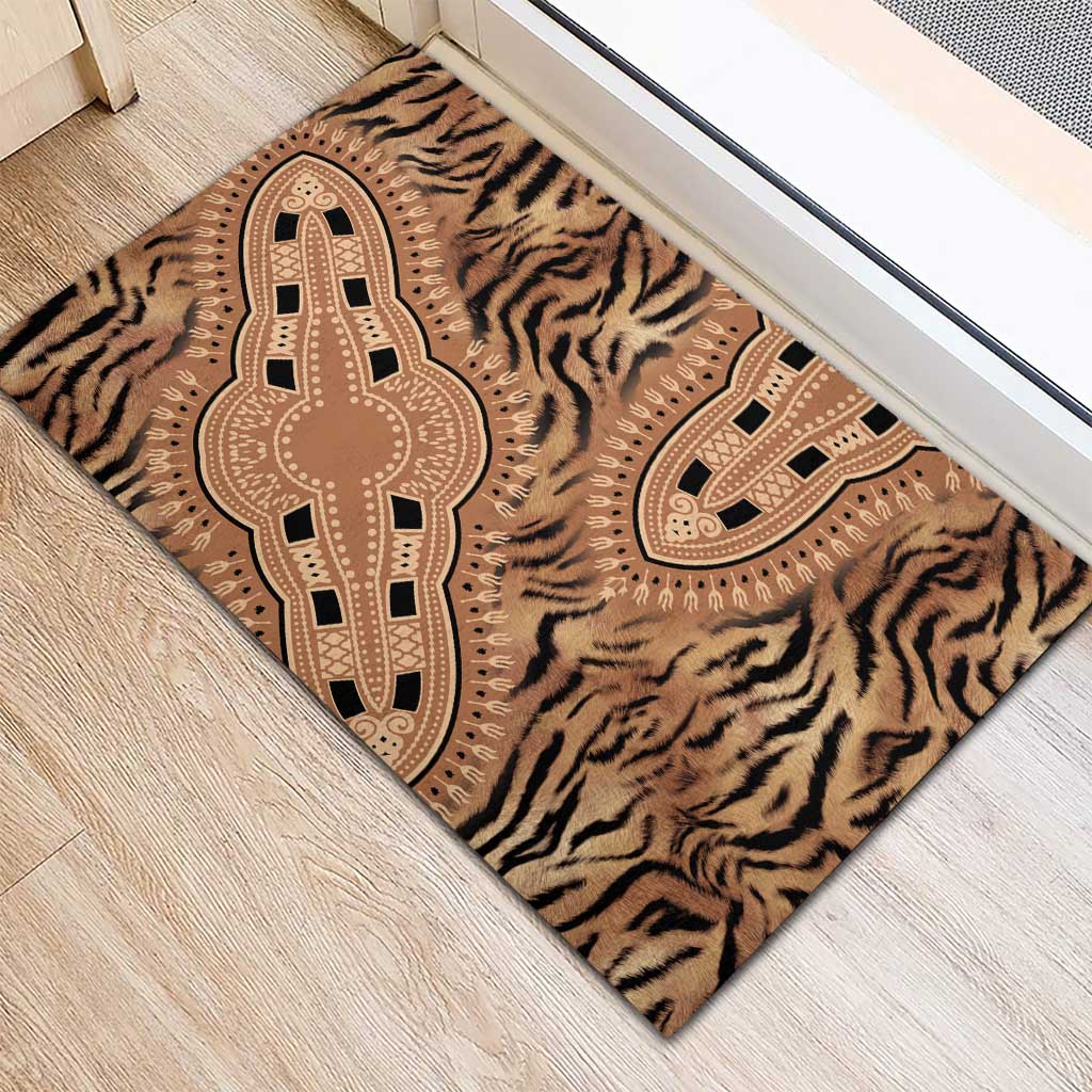 Africa Tiger Mix Dashiki Tribal Pattern Rubber Doormat - Wonder Print Shop
