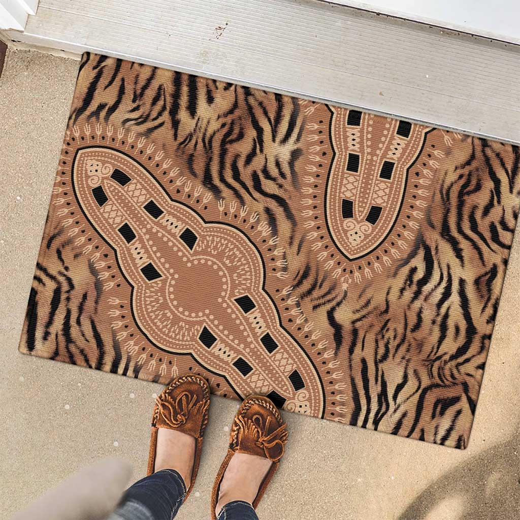 Africa Tiger Mix Dashiki Tribal Pattern Rubber Doormat - Wonder Print Shop