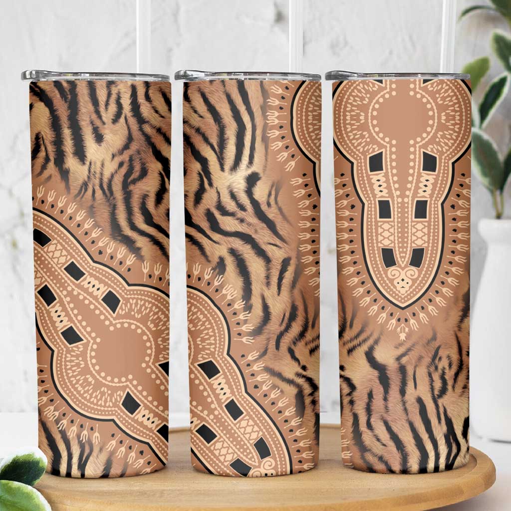 Africa Tiger Mix Dashiki Tribal Pattern Skinny Tumbler - Wonder Print Shop