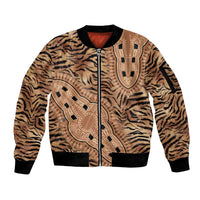 Africa Tiger Mix Dashiki Tribal Pattern Sleeve Zip Bomber Jacket - Wonder Print Shop