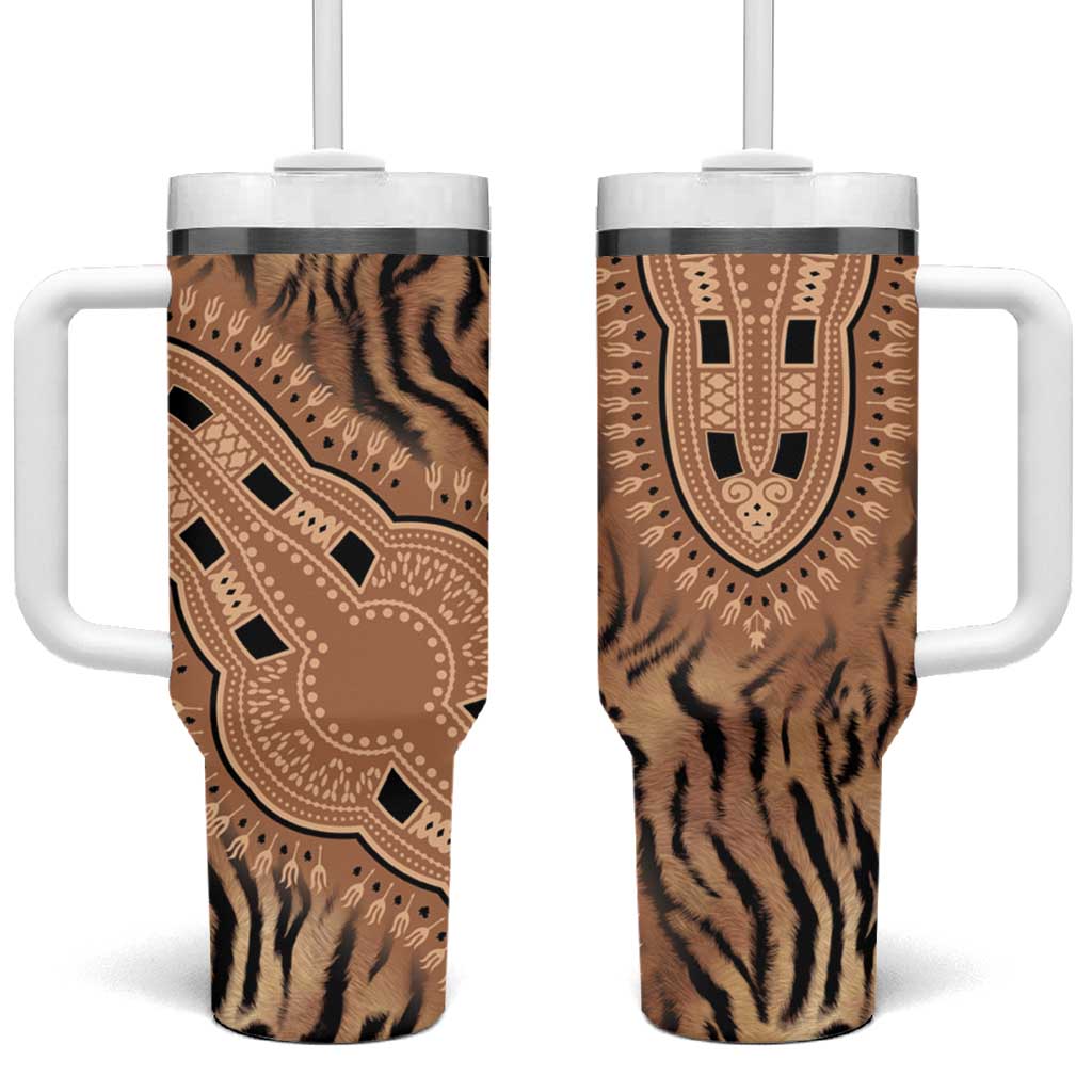 Africa Tiger Mix Dashiki Tribal Pattern Tumbler With Handle - Wonder Print Shop