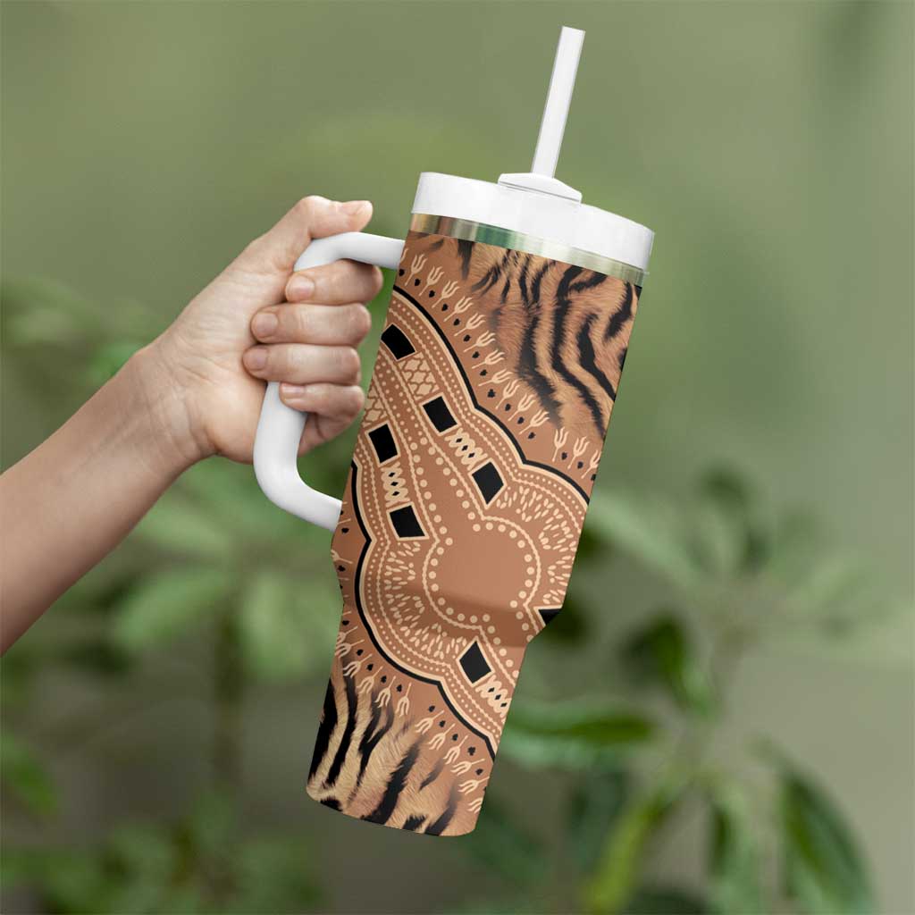 Africa Tiger Mix Dashiki Tribal Pattern Tumbler With Handle - Wonder Print Shop